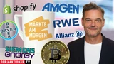 Bitcoin: Märkte am Morgen: Bitcoin, Amgen, Tesla, Spotify, Shopify, Bayer, Siemens Energy, Allianz, RWE